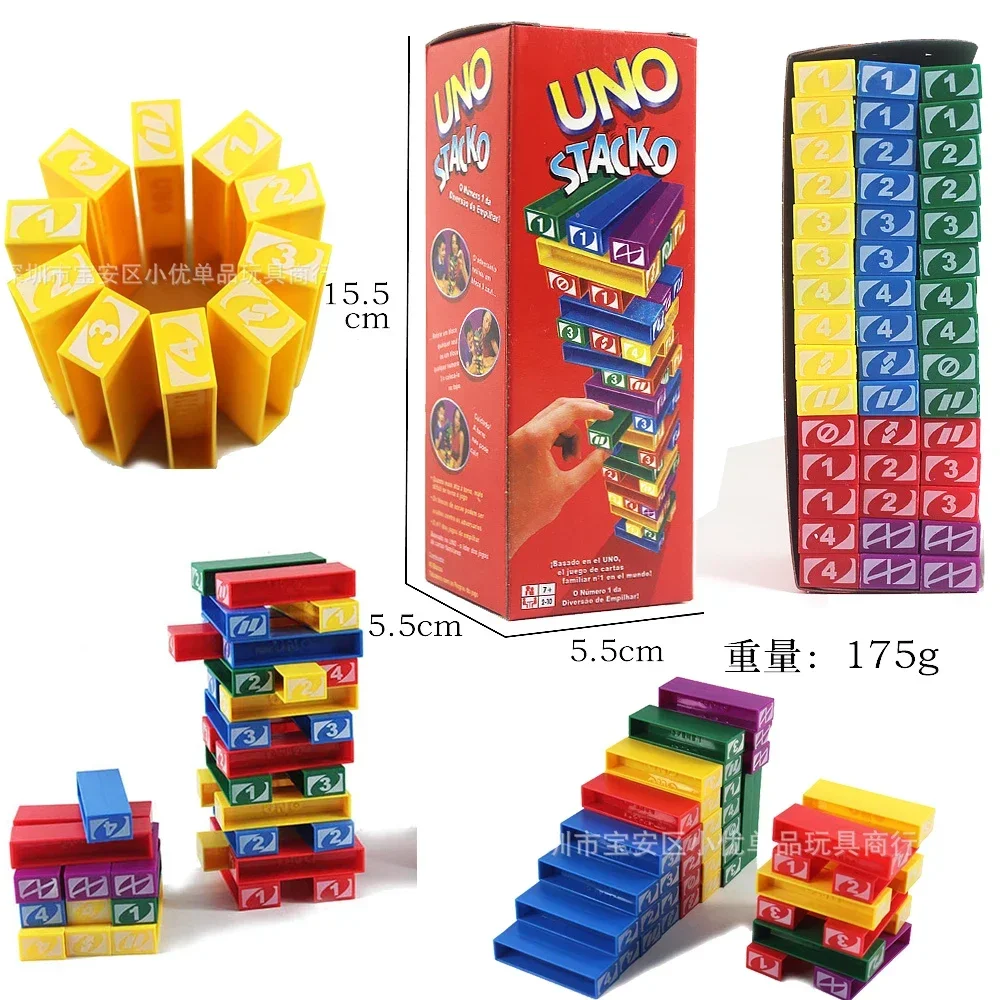 Building Blocks - Jogo de cartas Mattel Stacko UNO,