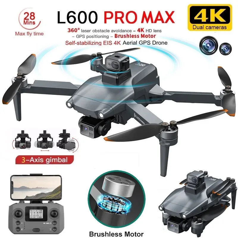 L600 pro max gps drone profiss - Fpv Brushless Rc Drone 4K avaliação e preço